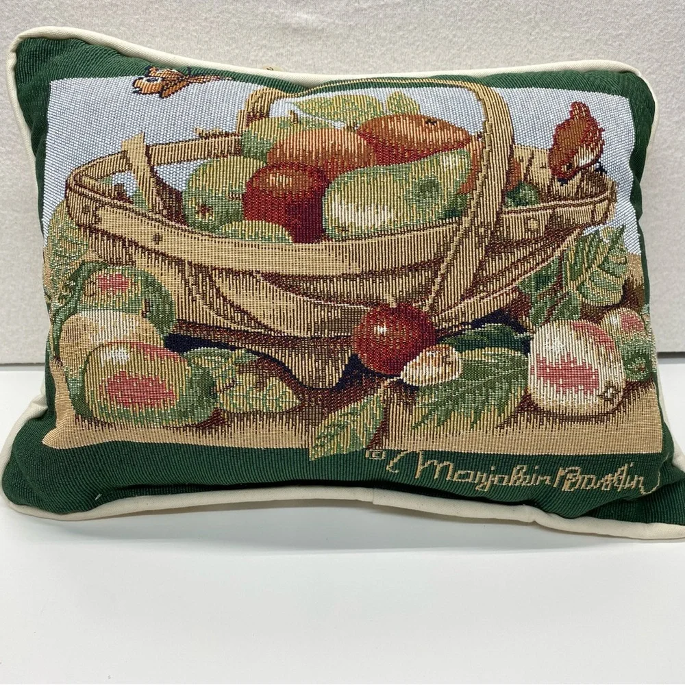 Marjolein Bastin Tapestry Throw Pillow Fruit Basket Butterfly Bird Design READ